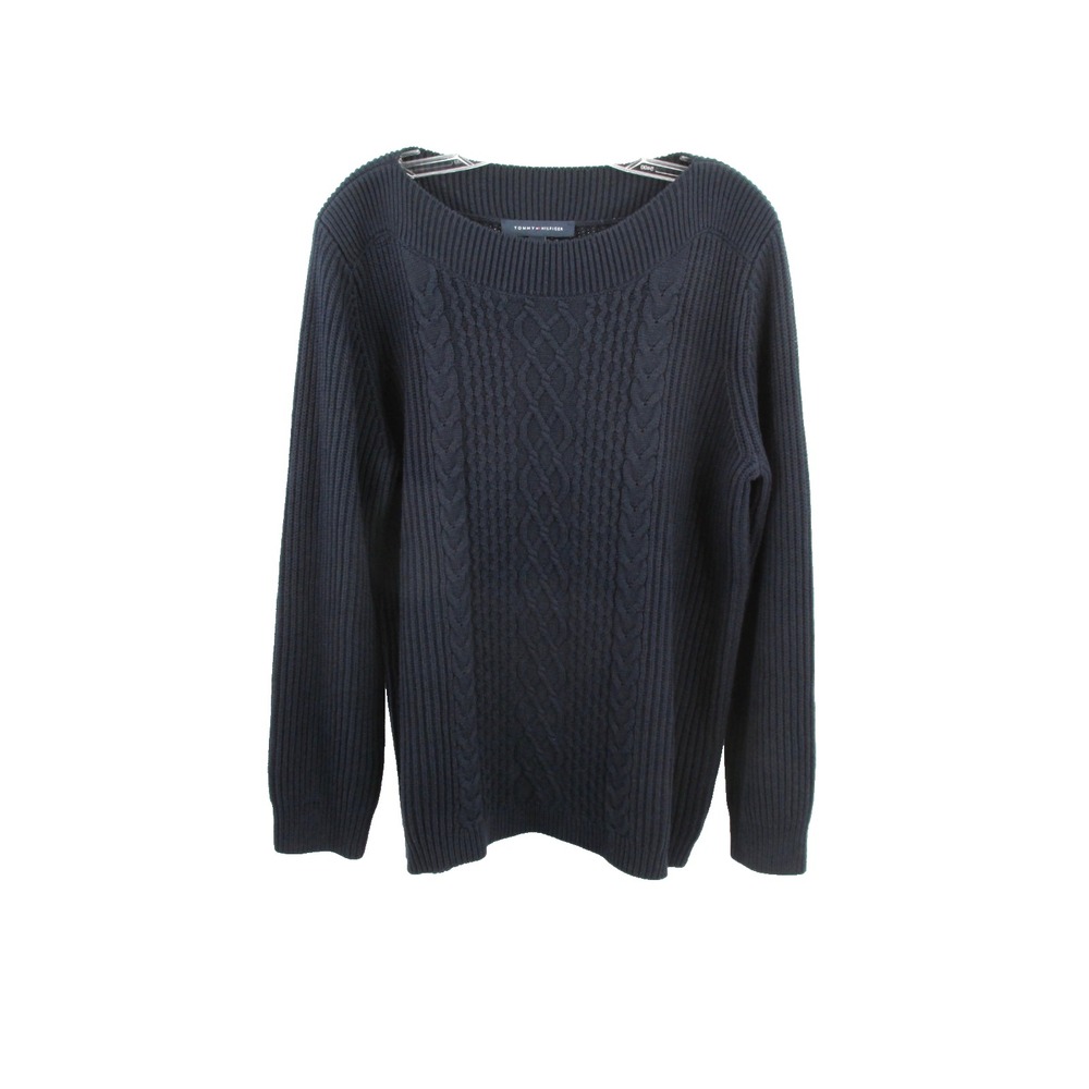 Tommy Hilfiger Navy Blue Cable Knit Sweater Womens Large Preppy TJJOK158E